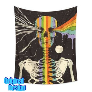 PSY Rainbow Skelleton Tapestry - www.psywear store.com